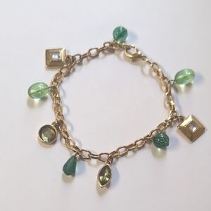 Gold and Green Charm Bracelet